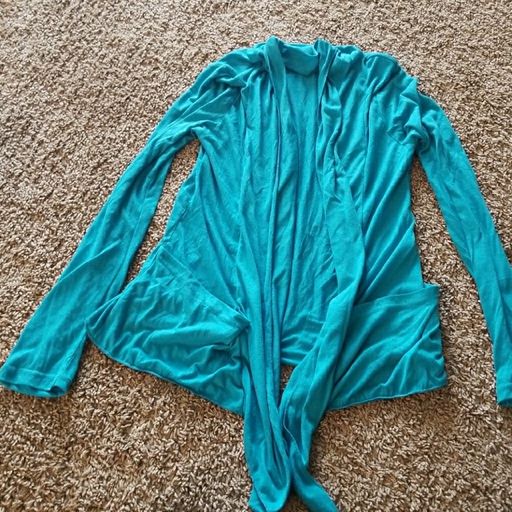 Teal light weight cardigan with pockets